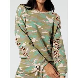 NSF Farah Camo Destroyed Sweatshirt NWOT M
